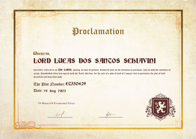You may call me Lord Schiavini